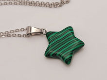 Load image into Gallery viewer, Crystal Necklace Silver Wire Malachite Star Healing Crystal Necklace