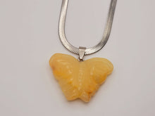 Load image into Gallery viewer, Butterfly Crystal Choker Necklace Silver Tone Citrine Pendant Necklace