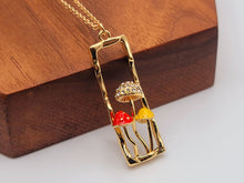 Load image into Gallery viewer, Mushroom Necklace Boho Jewelry for Gift, Gold Mushroom Pendant, Hippie Jewelry