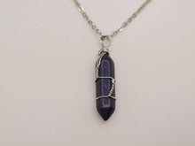 Load image into Gallery viewer, Blue Sandstone Crystal POINT Necklace Trending Pendant Necklace Gift For Her, Handmade Necklace Fashion Necklace