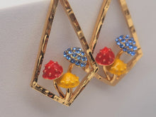 Load image into Gallery viewer, Mushroom earrings , unique forest jewelry , colorful hammered jewelry