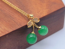 Load image into Gallery viewer, Jade Natural Cherry Necklace Gold Tone Necklace- Good Luck•Fortune (Powerful Necklace)
