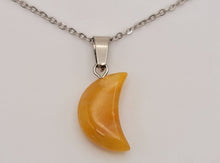 Load image into Gallery viewer, Natural Handmade Crystal Necklace Silver Tone Citrine Healing Crystal Moon Necklace