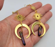 Load image into Gallery viewer, Celestial Aura Quartz Earrings Handmade, Cute earrings