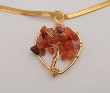 Load image into Gallery viewer, Natural Handmade Crystal Choker Necklace Gold Wire Wrapped Carnelian Heart