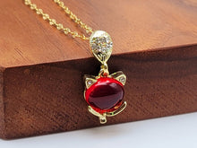 Load image into Gallery viewer, Carnelian Pendant Necklace Kitty Shaped, Handmade Minimalist Gifts