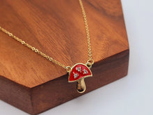 Load image into Gallery viewer, Mushroom Necklace for Women, Boho Jewelry for Gift, Gold Tone Mushroom Pendant,