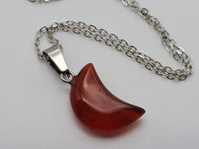 Load image into Gallery viewer, Natural Handmade Crystal Necklace Silver Tone Carnelian Healing Crystal Moon Pendant Necklace