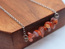 Load image into Gallery viewer, Handmade Crystal Necklace Silver Tone Carnelian Stone Genuine Crystals