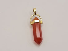 Load image into Gallery viewer, Handmade Carnelian Point Necklace Gold Tone