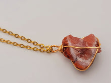 Load image into Gallery viewer, Raw Crystal Necklace, Carnelian Rough Stone Necklace, Genuine Crystal