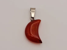 Load image into Gallery viewer, Natural Handmade Crystal Necklace Silver Tone Carnelian Healing Crystal Moon Pendant Necklace