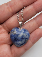 Load image into Gallery viewer, Crystal Necklace Silver Blue Soladite Heart Shaped Pendant necklace