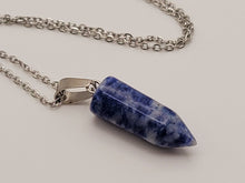 Load image into Gallery viewer, Blue Sodalite Point Necklace - Serenity in Silver Perfect gift for him
