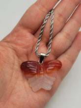 Load image into Gallery viewer, Choker Necklace Silver Tone Carnelian Healing Crystal Butterfly Necklace