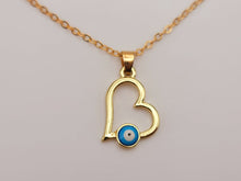 Load image into Gallery viewer, Evil Eye Necklace Blue Evil Eye Blue Eye Necklace Evil Eye Heart pendant