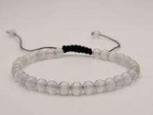 Load image into Gallery viewer, White Cats Eye Stone Bracelet Genuine bead bracelet Adjustable