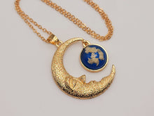 Load image into Gallery viewer, Moon Star Pendant Necklace - Trendy Moon necklace Gold tone -