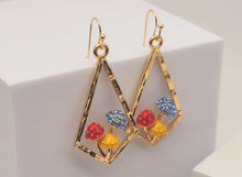 Load image into Gallery viewer, Mushroom earrings , unique forest jewelry , colorful hammered jewelry