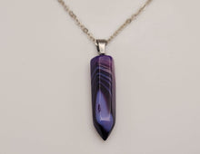 Load image into Gallery viewer, Natural Handmade Crystal Necklace Silver Tone Blue Agate, Pink Agate, Purple Agate