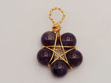 Load image into Gallery viewer, Crystal Necklace Gold Wire Wrapped Amethyst Healing Stone Necklace Gold tone