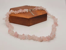 Load image into Gallery viewer, Rose  Quartz Chip Choker Necklace Silver tone Gorgeous Choker
