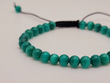 Load image into Gallery viewer, Green Cats Eye Stone Bracelet Genuine bead bracelet Adjustable