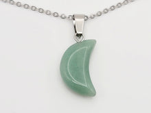 Load image into Gallery viewer, Natural Handmade Crystal Necklace Silver Tone Green Aventurine Healing Crystal MOON Necklace