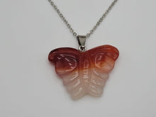 Load image into Gallery viewer, Carnelian Pendant Necklace Silver Tone Butterfly Shaped Pendant
