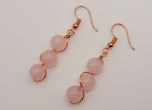 Load image into Gallery viewer, Handmade Rose Quartz Natural Drop Earrings , Stone Earrings