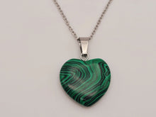 Load image into Gallery viewer, Crystal Necklace Silver Wire Malachite Heart Healing Crystal Necklace