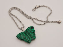 Load image into Gallery viewer, Choker Necklace Silver Tone Malachite Healing Crystal Butterfly Necklace