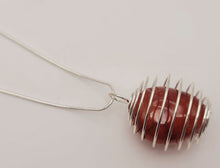 Load image into Gallery viewer, Handmade Carnelian Cage Necklace Silver Tone Cute trendy necklace