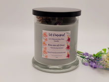 Load image into Gallery viewer, Kiss me all Over Natural Soy Wax Candle Highly Scented with Smokey Quartz Crystals