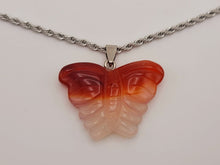 Load image into Gallery viewer, Choker Necklace Silver Tone Carnelian Healing Crystal Butterfly Necklace