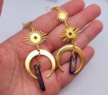 Load image into Gallery viewer, Celestial Aura Quartz Earrings Handmade, Cute earrings
