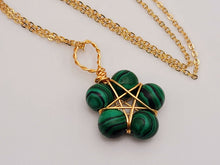 Load image into Gallery viewer, Crystal Necklace Gold Wire Wrapped Malachite Healing Crystal star Necklace