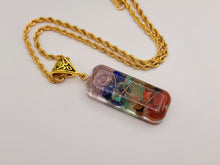 Load image into Gallery viewer, Natural Handmade Crystal Necklace Gold Tone 7 Chakras Healing Choker Orgone