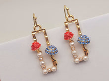 Load image into Gallery viewer, Mushroom earrings , unique forest jewelry , colorful hammered jewelry