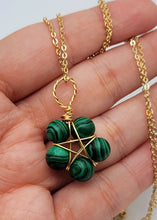 Load image into Gallery viewer, Crystal Necklace Gold Wire Wrapped Malachite Healing Crystal star Necklace