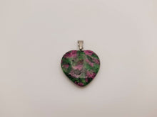 Load image into Gallery viewer, Crystal Necklace Silver BloodStone Healing Crystal Heart Necklace Silver tone