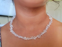 Load image into Gallery viewer, Clear Quartz Chip Choker Necklace Silver tone Gorgeous Choker
