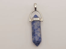 Load image into Gallery viewer, Blue Soladite Handmade Point Necklace Hexagon Chain