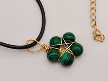 Load image into Gallery viewer, Crystal Necklace Gold Wire Wrapped Malachite Healing Crystal star Necklace