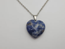 Load image into Gallery viewer, Crystal Necklace Silver Blue Soladite Heart Shaped Pendant necklace