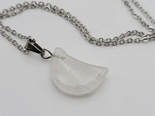 Load image into Gallery viewer, Natural Clear Quartz Handmade Moon Pendant Necklace Healing Crystal Silver Tone