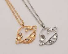 Load image into Gallery viewer, dainty planet choker or necklace / Saturn necklace / ufo necklace / alien necklace