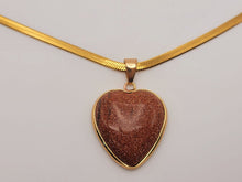 Load image into Gallery viewer, Crystal Choker Necklace Gold Tone Wrapped Gold Sandstone Healing Crystal Heart