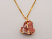 Load image into Gallery viewer, Raw Crystal Necklace, Carnelian Rough Stone Necklace, Genuine Crystal