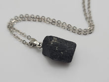 Load image into Gallery viewer, Natural Raw black tourmaline pendant necklace Sterling Silver